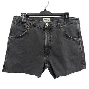 Wrangler Icons Womens Faded Black Cut Off Denim Shorts High Rise Size 32